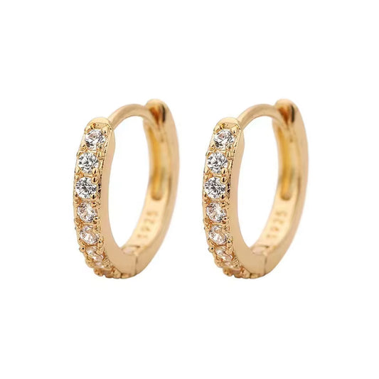 Lumière Mini Crystal Hoops – Sleek Shine in a Subtle Spark